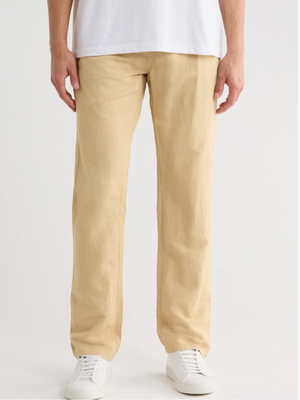 NWT AG Adriano Goldschmied Everett slim straight linen tan pants